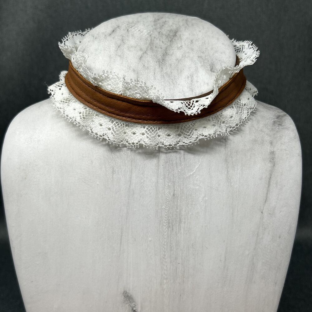 OOAK Handmade Choker Necklace Washington Leather Craft Ren Faire Alt Cosplay 13"